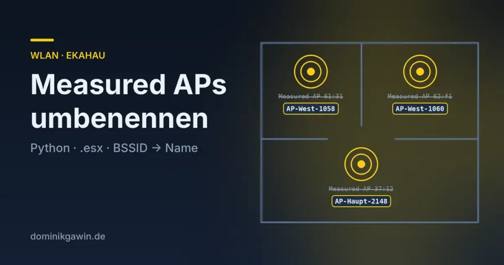 Grundriss mit drei Access Points: Measured-AP-Namen werden durch echte AP-Namen ersetzt