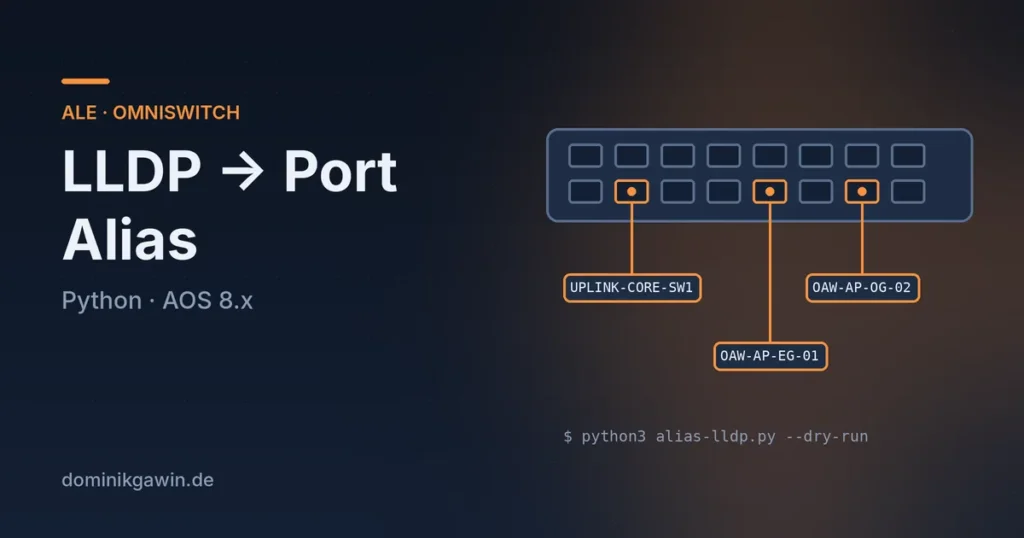 OmniSwitch mit Ports und automatisch gesetzten LLDP-Aliasen